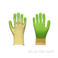 Serie de jardín Guantes de látex de espuma de color verde nylon amarillo